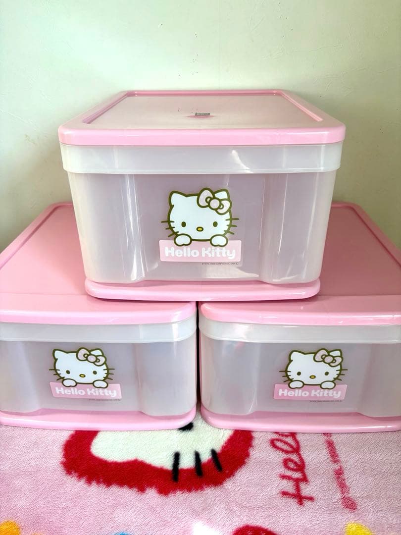 HelloKitty 収納ケース　キティ　3段チェスト　引き出し　平成レトロ