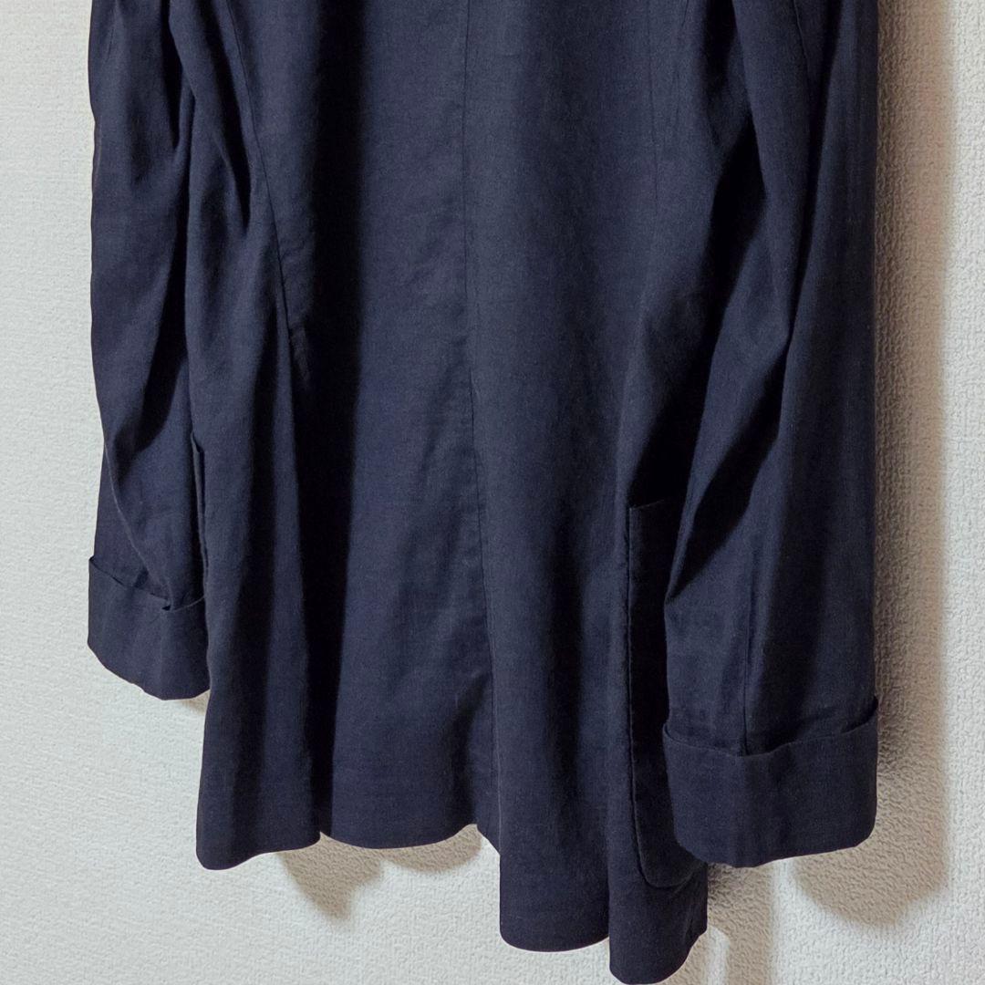 【美品】Theory 麻 リネン混 テーラードジャケット ネイビー S