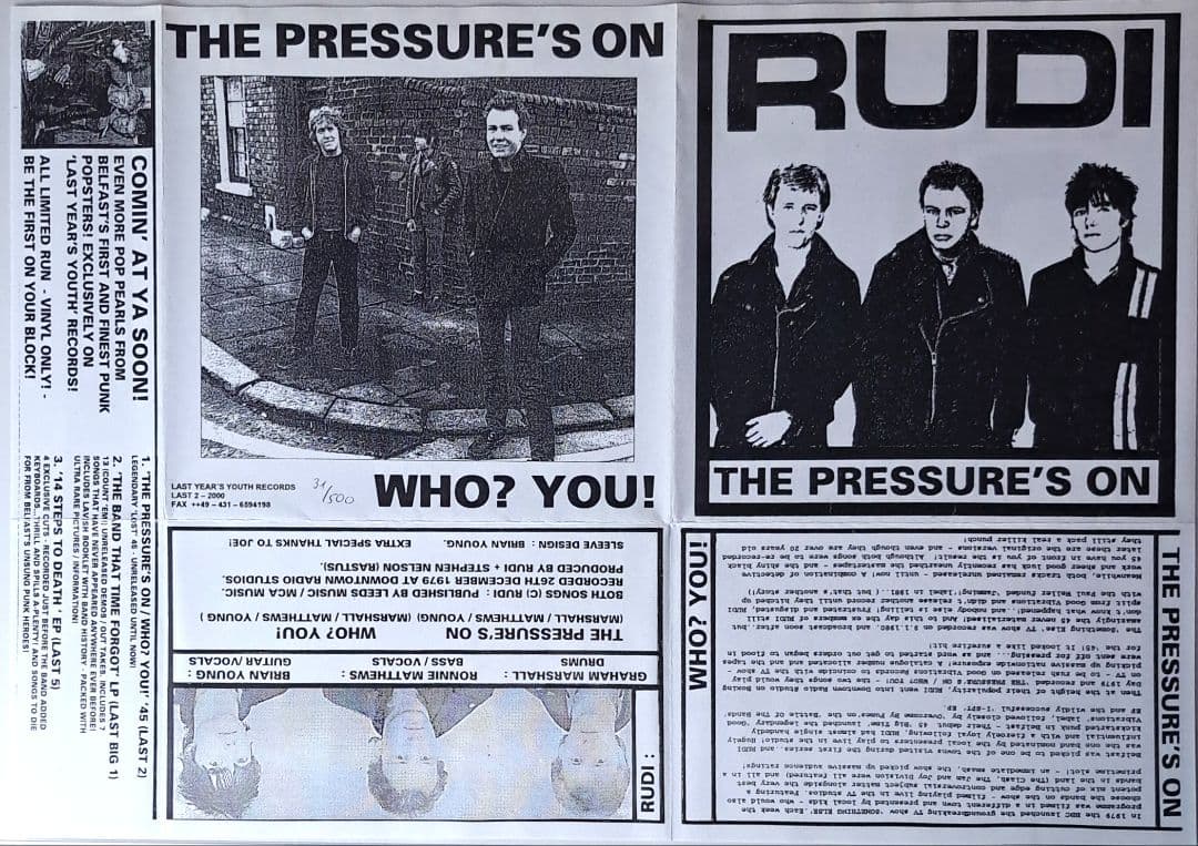 Rudi　The Pressure's On　限定盤　レコード　EP
