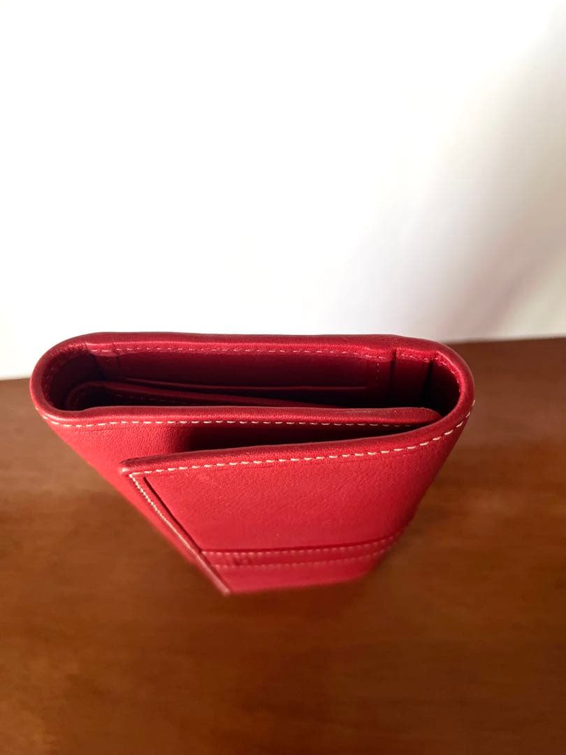 新品未使用☆ COACH コーチレザー 朱色　三つ折り財布