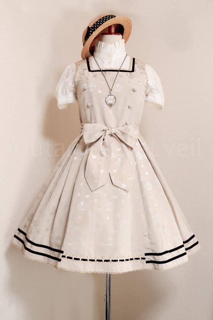 Shirley Temple 百合紋章箔押し風プリントジャンパースカート