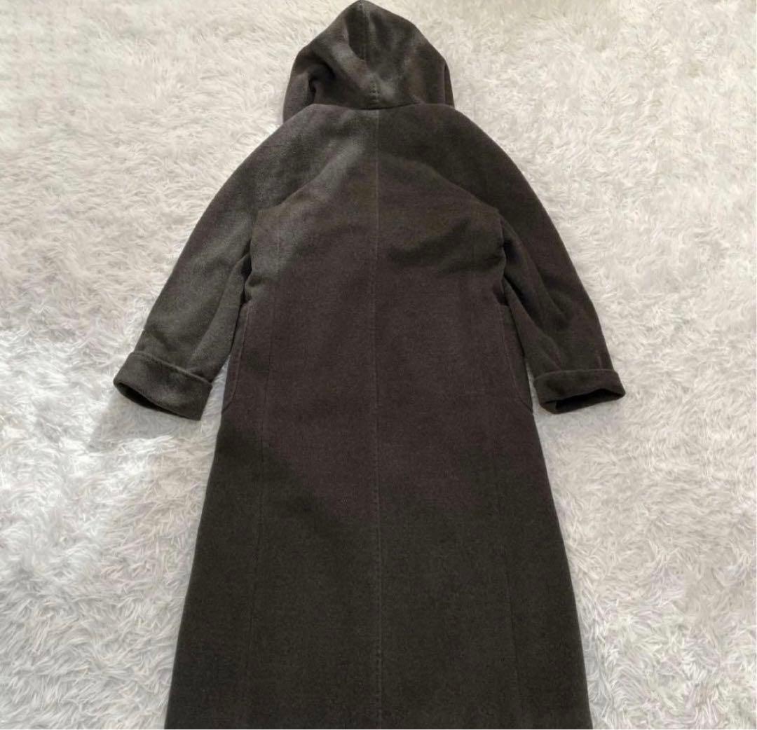 【mana♪ 様】MaxMara ロングコート　ダークグレー　白タグ　フーディ