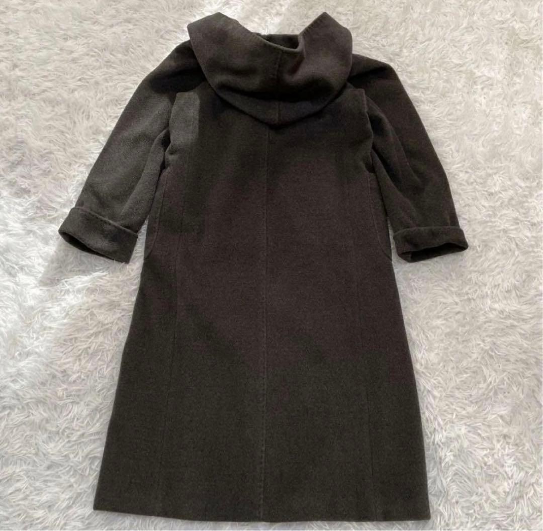 【mana♪ 様】MaxMara ロングコート　ダークグレー　白タグ　フーディ