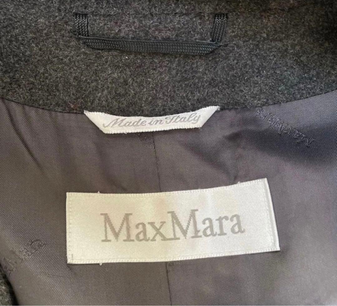 【mana♪ 様】MaxMara ロングコート　ダークグレー　白タグ　フーディ
