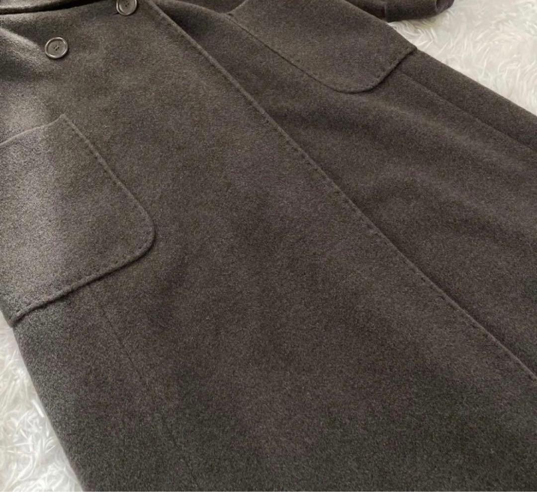 【mana♪ 様】MaxMara ロングコート　ダークグレー　白タグ　フーディ