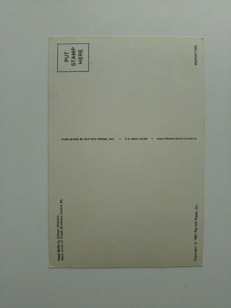 1980年のFREAK‐BROTHERSのコミック＆ポストカード×2枚。