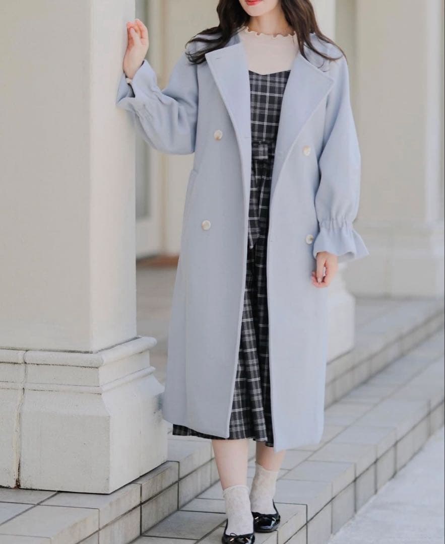 Areeam アリーム あなたの恋人になるノーカラーコート Blue