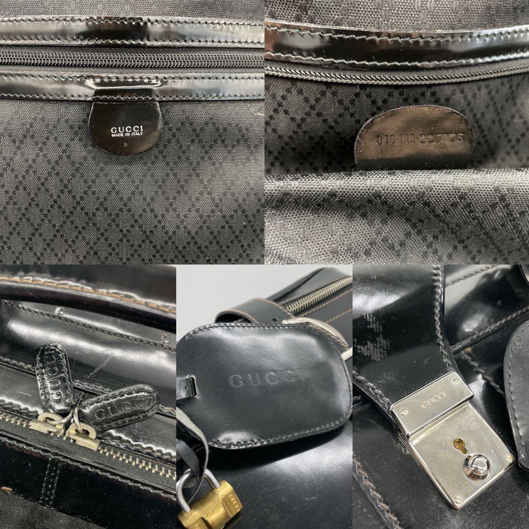 OLD GUCCI ボストンバッグ　パテントレザー　ブラック　カバー付き