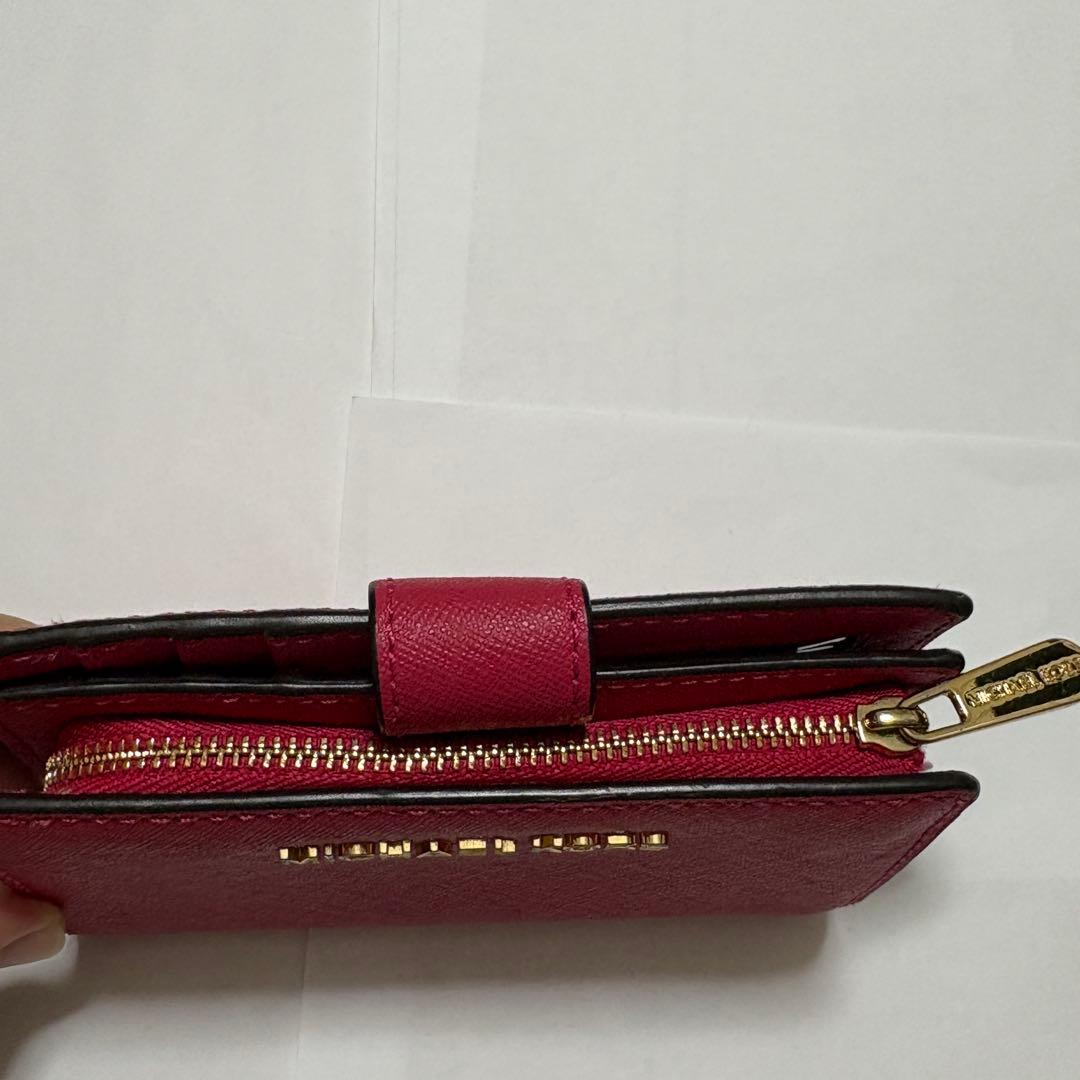 【新品未使用】マイケルコース 二つ折り財布 レッド MKロゴ ゴールド 正規品