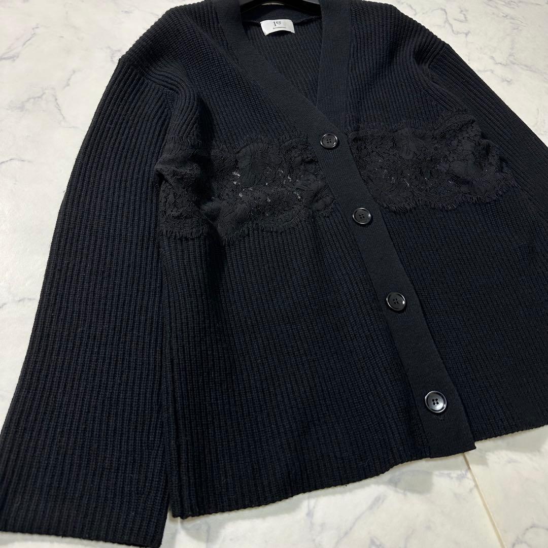 完売品 1er Arrondissement レース畦 カーディガン 24年 黒