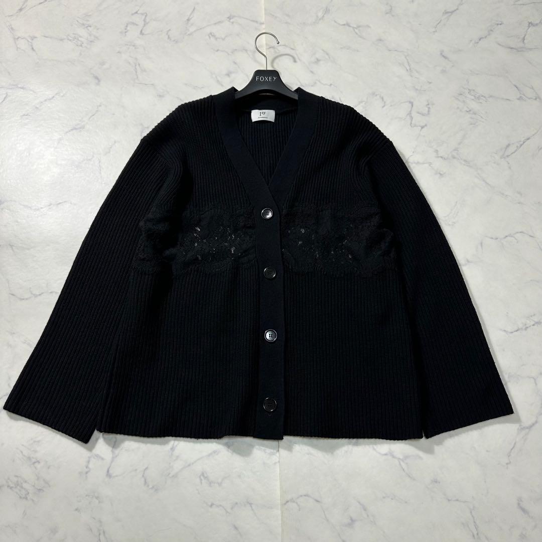 完売品 1er Arrondissement レース畦 カーディガン 24年 黒