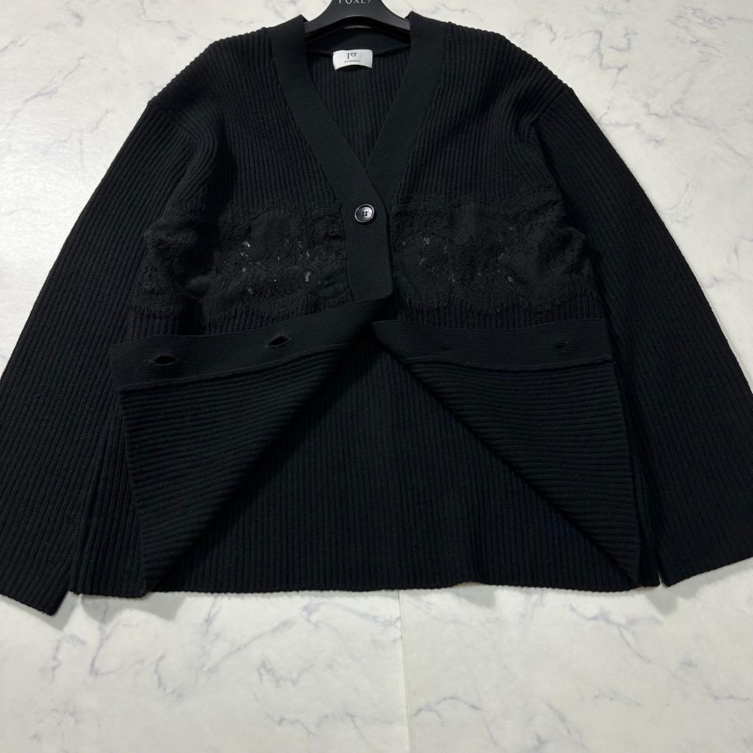 完売品 1er Arrondissement レース畦 カーディガン 24年 黒