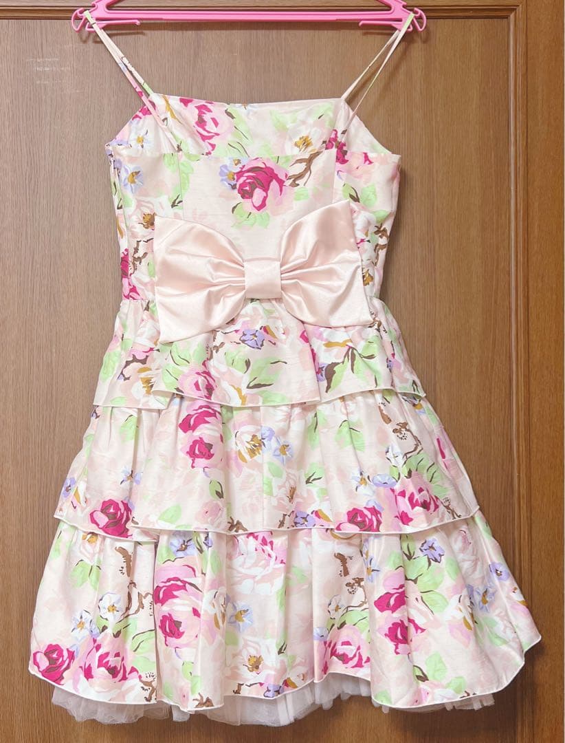 タイムセール【美品】ジーザスディアマンテ　トリアノン薔薇柄ミニーワンピ　38
