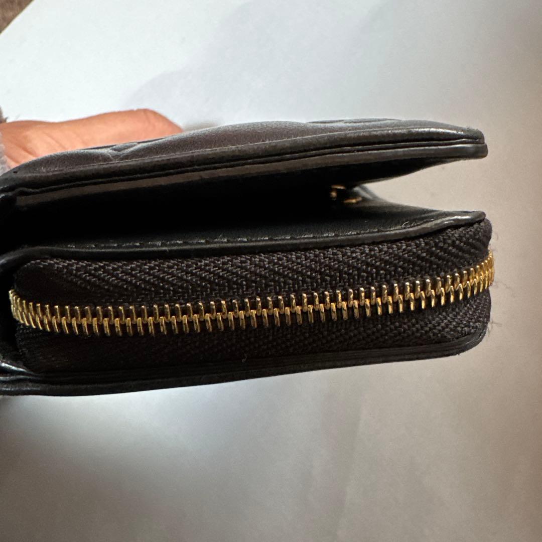 ヴィトン ポルトフォイユ ルー エンボス加工 コンパクト財布 黒
