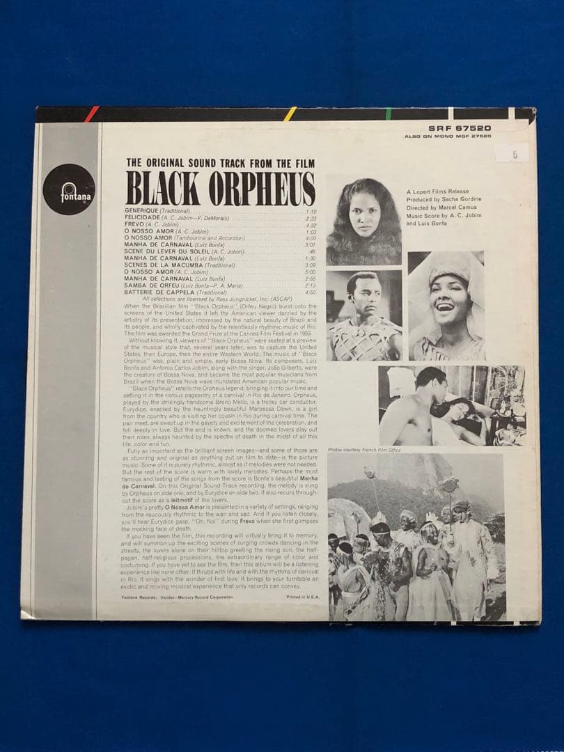 LP/サウンドトラックBLACK ORPHEUS　SRF67520　h13w51