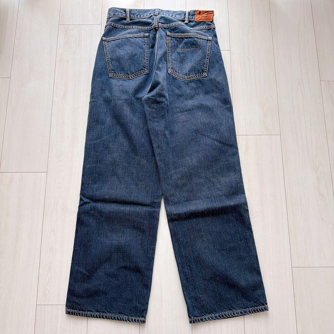 美品✨45R ライ麦デニムのシャルロット5（影色納戸 焦） R刺繍　インディゴ