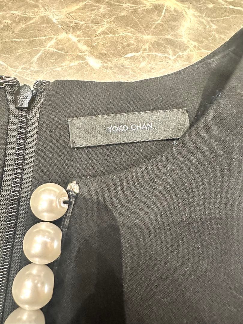 YOKO CHAN パールワンピース ブラック40 七分袖 学校行事 フォーマル