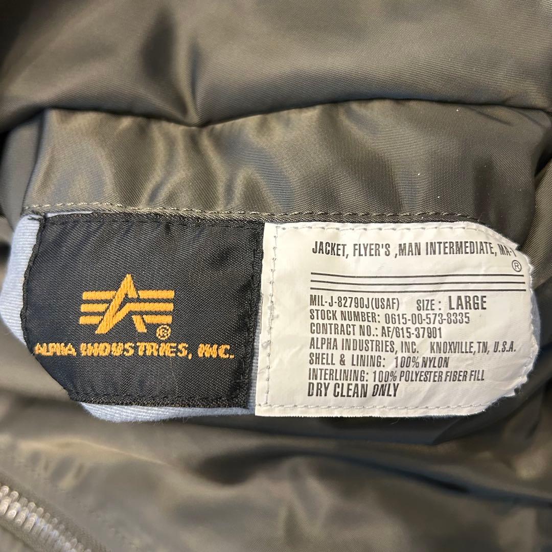 ALPHAINDUSTRIES MA-1 フライトジャケット レプリカグレー L