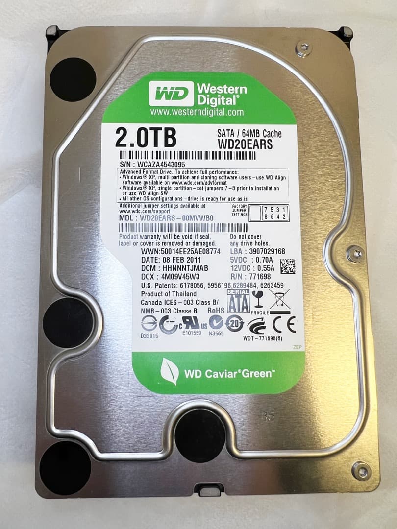 Y*a様 WD GREENシリーズ★2TB HDD 2台セットで超お買い得品！