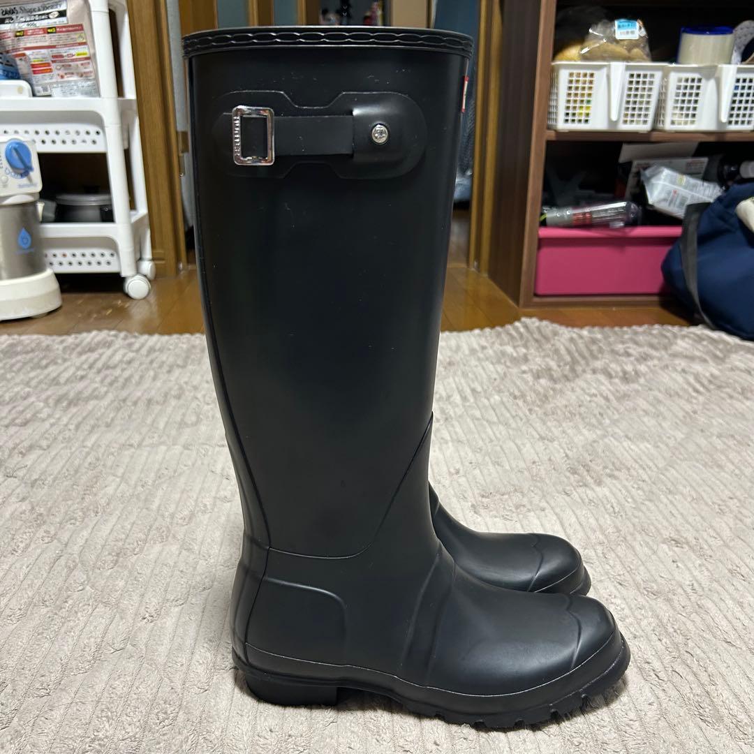 【美品】ハンター　レインブーツ　長靴　ブラック ロングブーツ　24cm