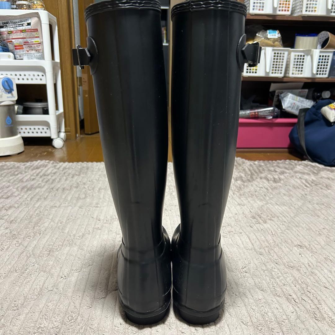 【美品】ハンター　レインブーツ　長靴　ブラック ロングブーツ　24cm