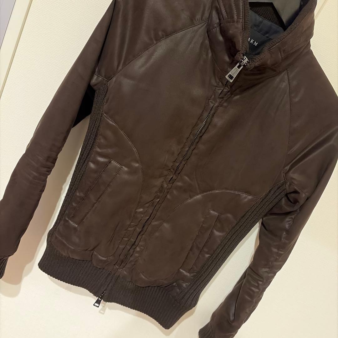 J*z様 AKM レザー調ヌバック　スタンド トラックジャケット　ブラウン　S