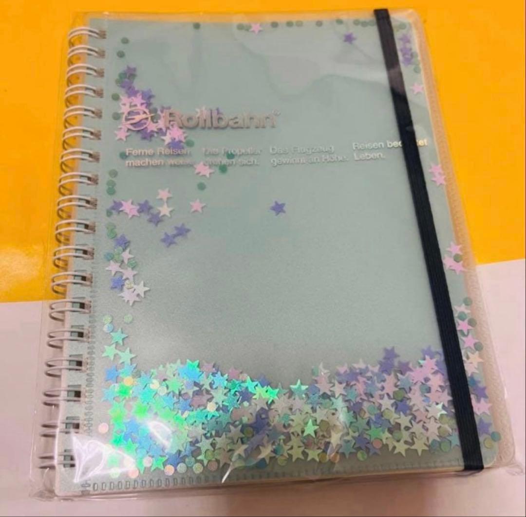 ロルバーンポケット付メモ グリッターライトブルー、ミント、クリーム　3冊L