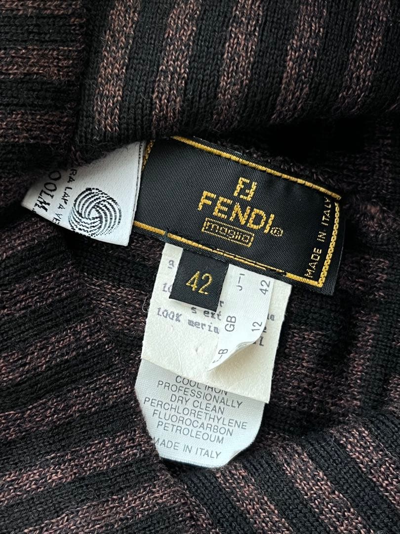 Fendi ロゴ入りズッカ柄ニットビーニー　ブラック×ブラウン
