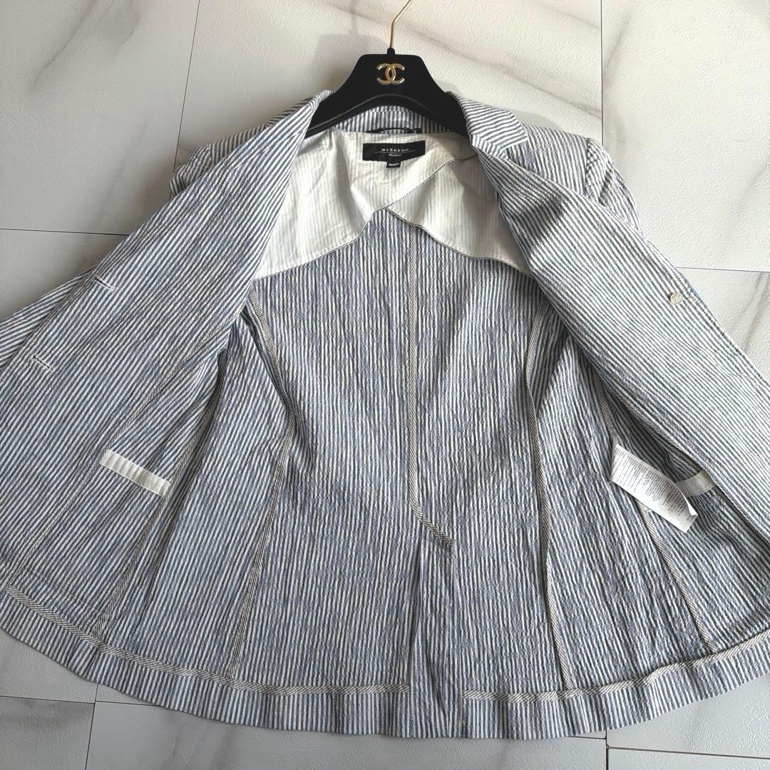 美品 MAXMARA WEEKEND コットン リネン ジャケット ストライプ