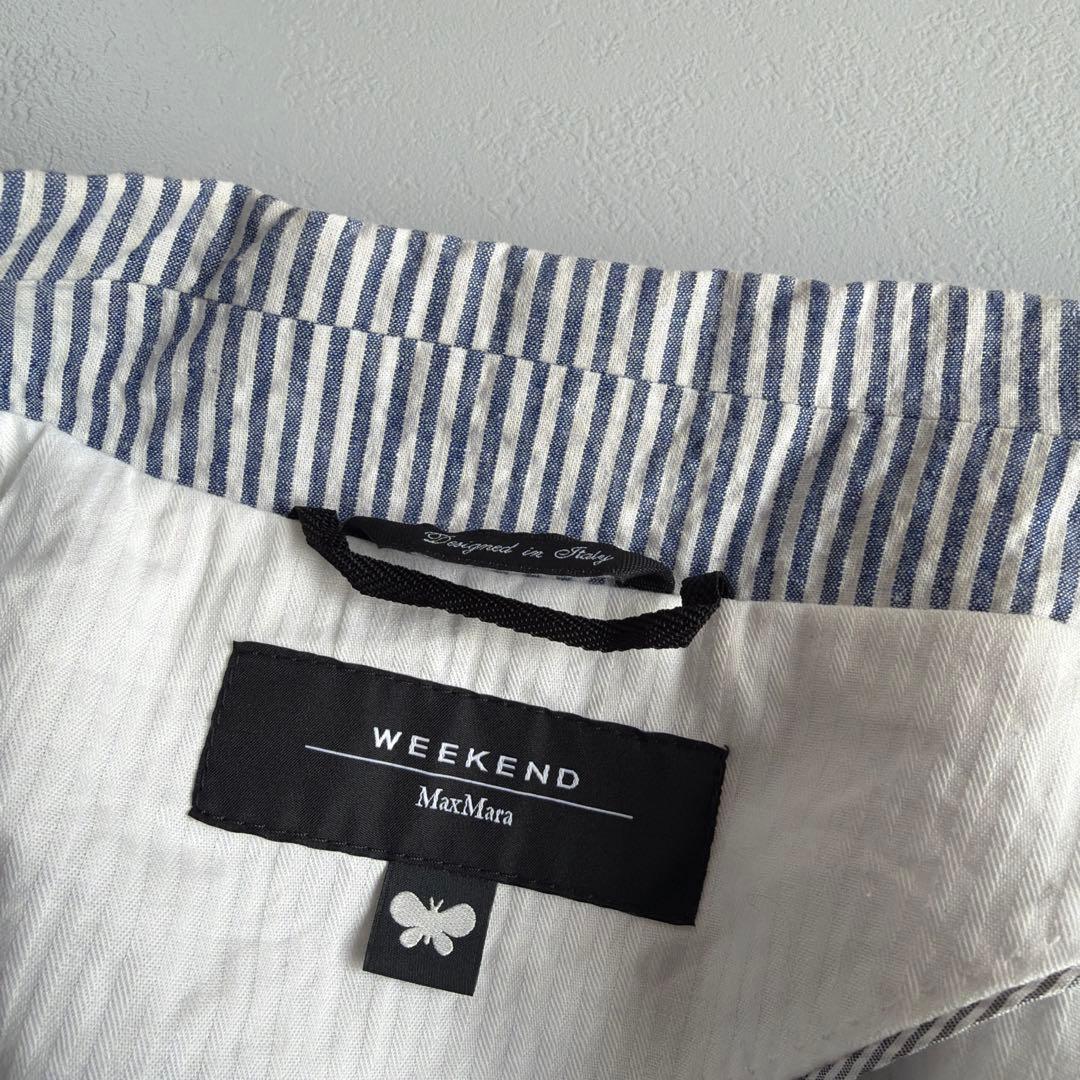 美品 MAXMARA WEEKEND コットン リネン ジャケット ストライプ