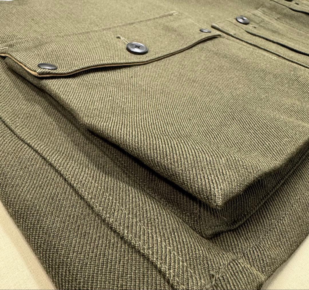 Nigel Cabourn ワークウェアベスト-ウールリネン46 オリーブ