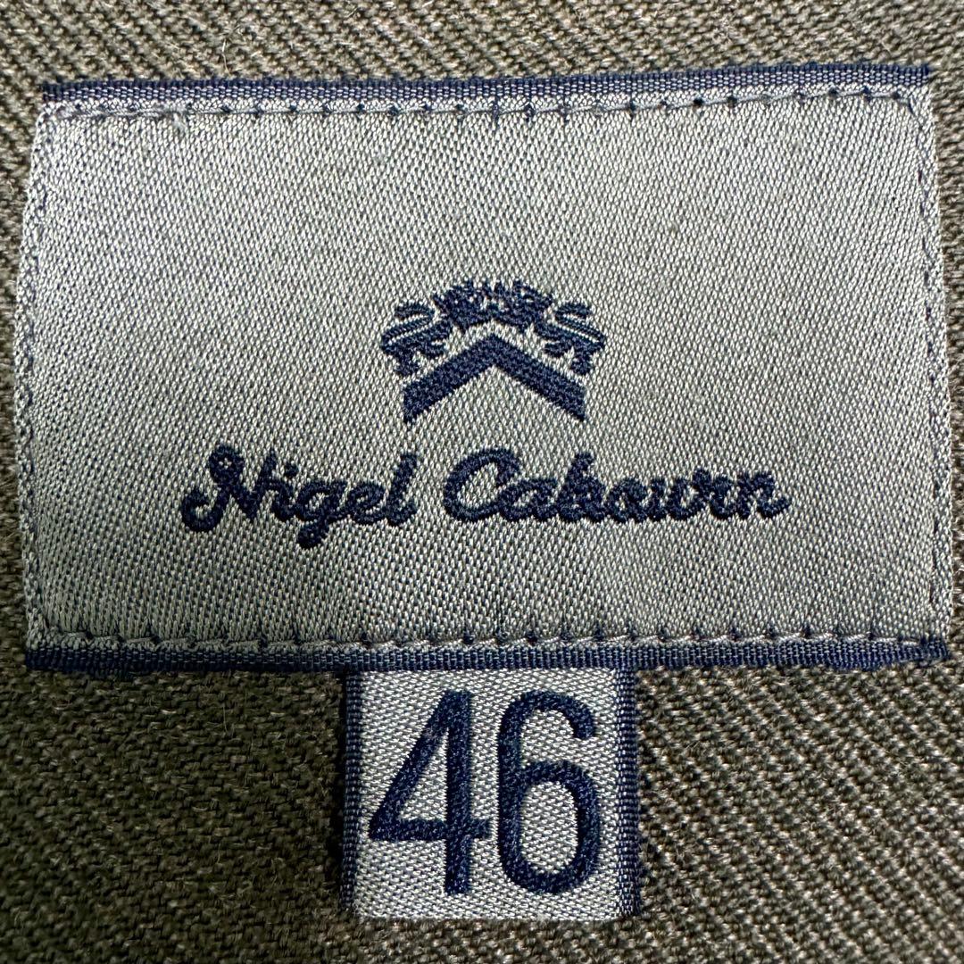Nigel Cabourn ワークウェアベスト-ウールリネン46 オリーブ
