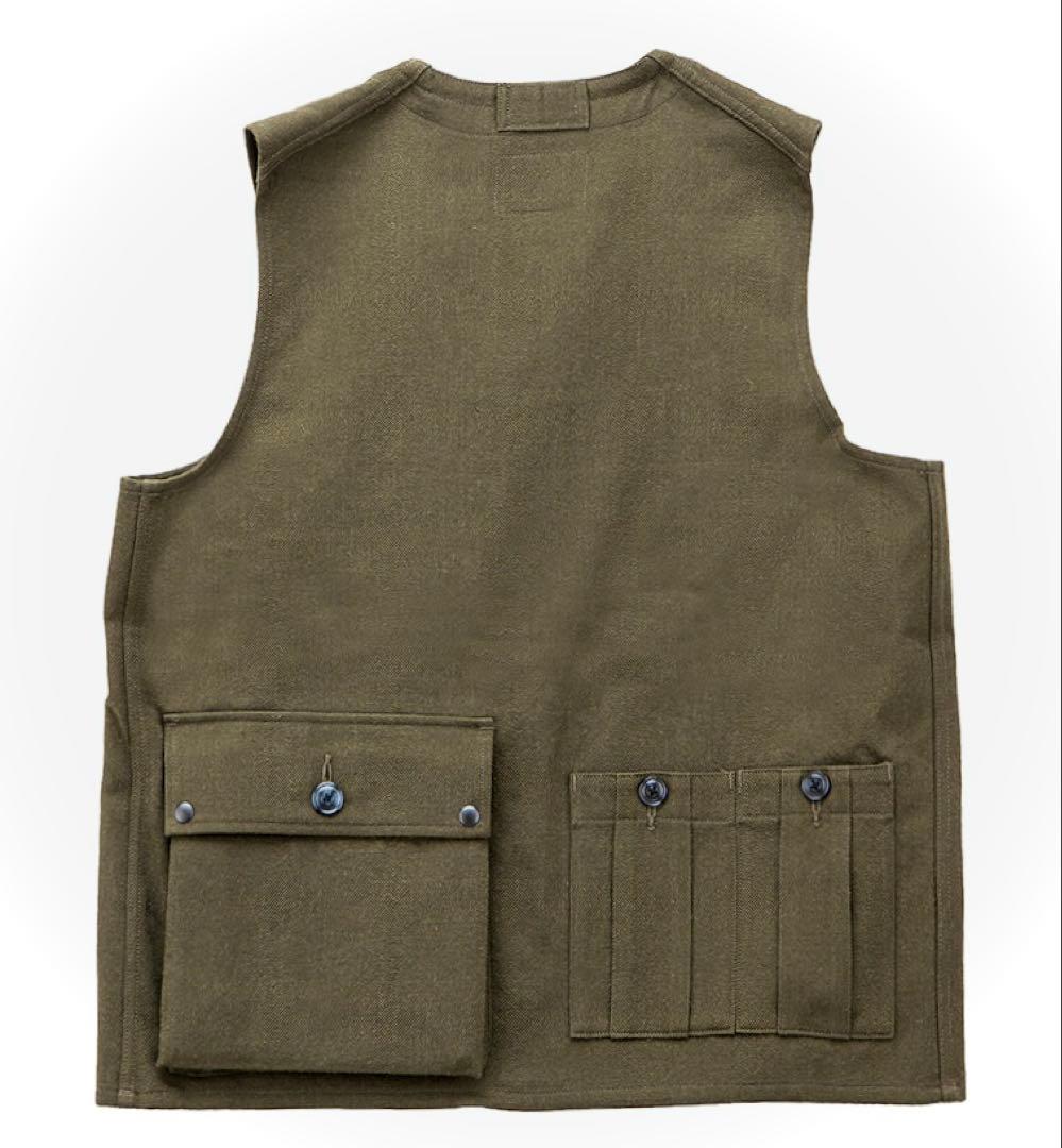 Nigel Cabourn ワークウェアベスト-ウールリネン46 オリーブ