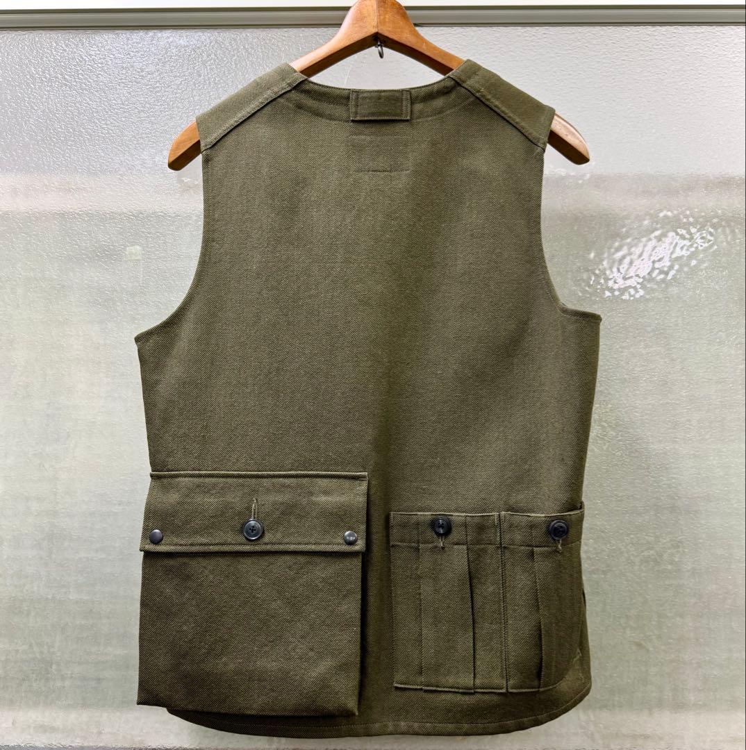 Nigel Cabourn ワークウェアベスト-ウールリネン46 オリーブ