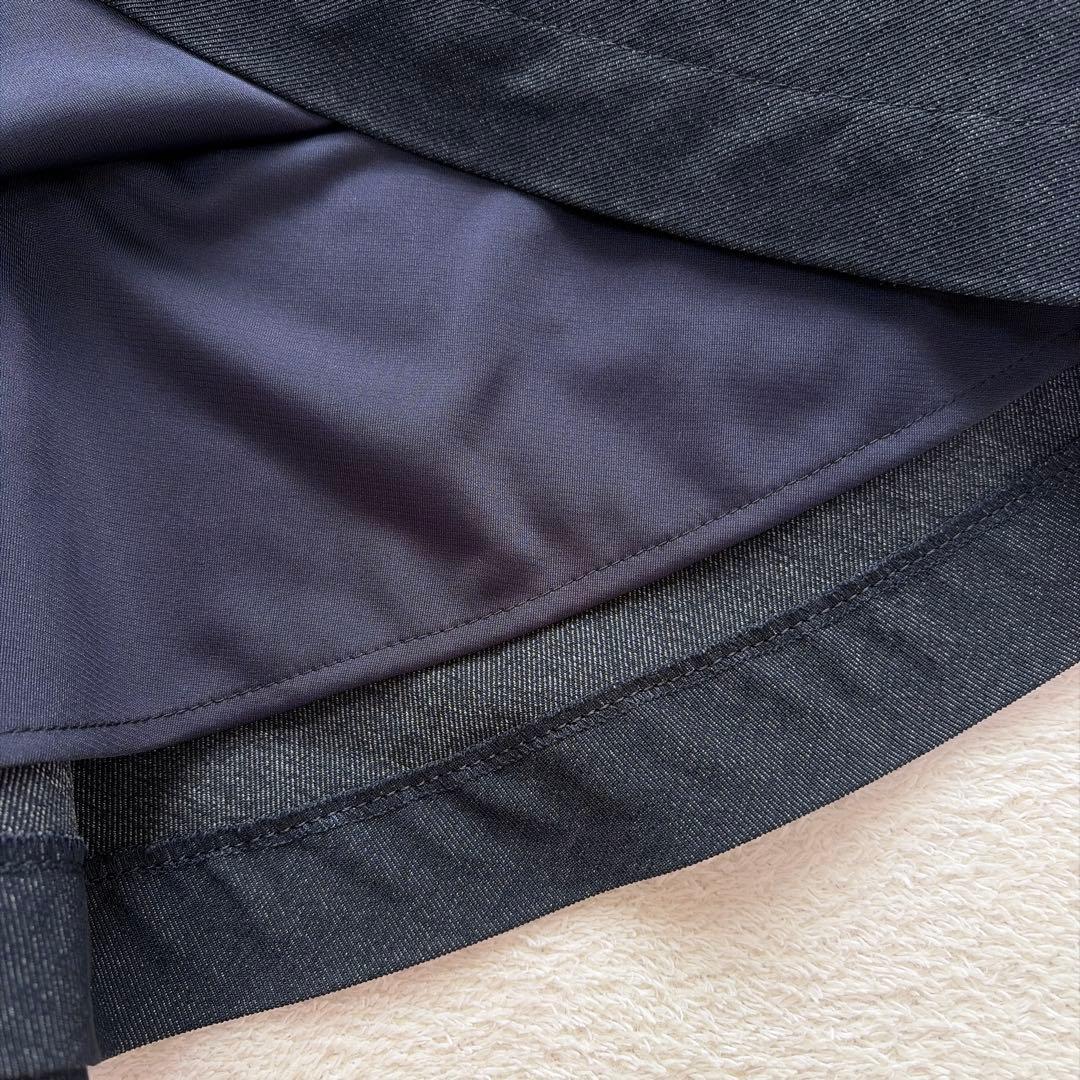 極美品✨Rene ルネ フロントジップ フリル ストレッチ デニム ワンピース