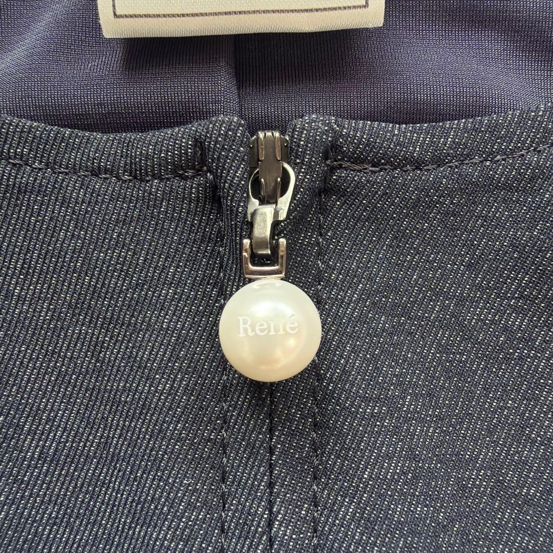 極美品✨Rene ルネ フロントジップ フリル ストレッチ デニム ワンピース