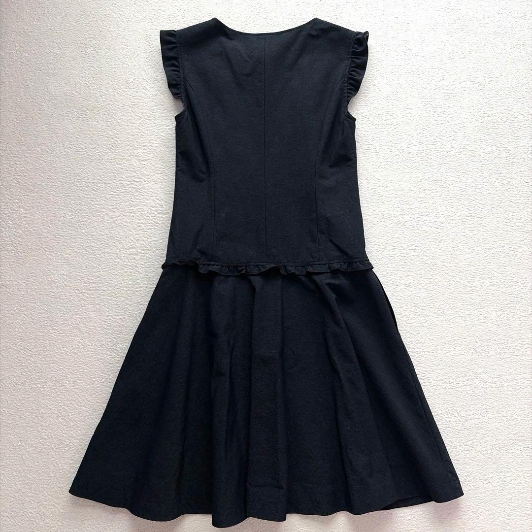 極美品✨Rene ルネ フロントジップ フリル ストレッチ デニム ワンピース