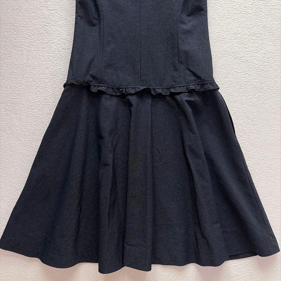 極美品✨Rene ルネ フロントジップ フリル ストレッチ デニム ワンピース