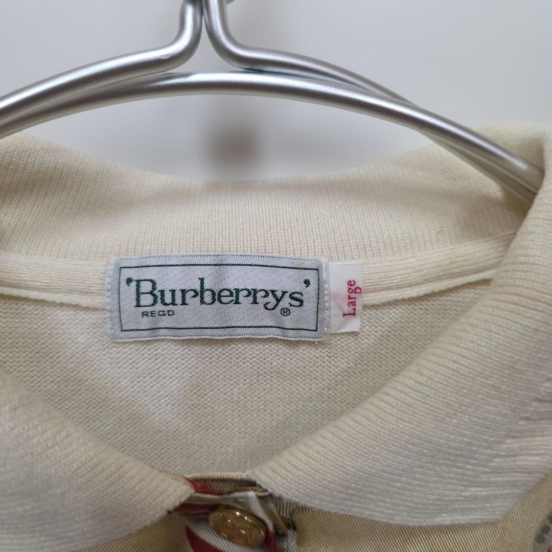 80s ヴィンテージBurberry's 長袖ポロシャツ Lサイズ　y34