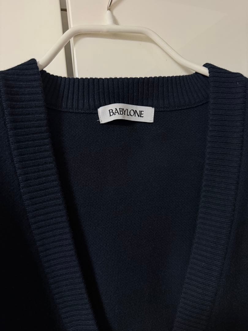 BABYLONE ネイビー カーディガン M刺繍