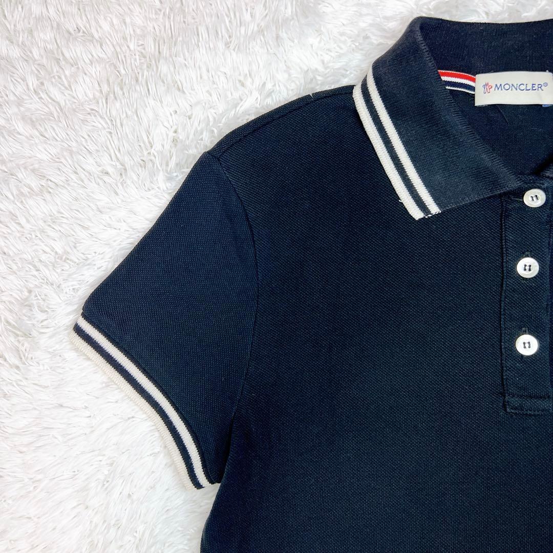 美品✨モンクレール 半袖ポロシャツ ロゴワッペン ブラック S