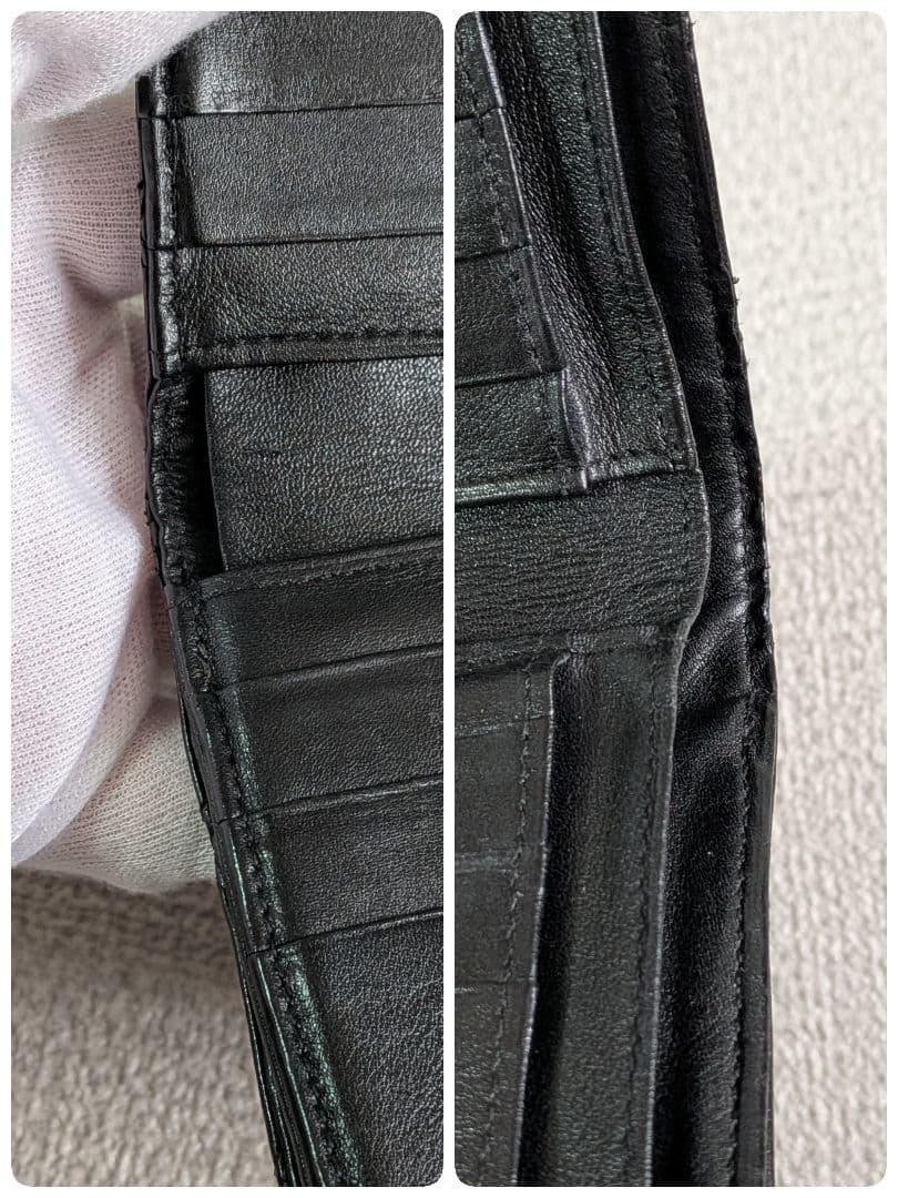 シャネル　ビコローレ　Wホック折り財布　ラムスキン　黒　正規品　チェーン