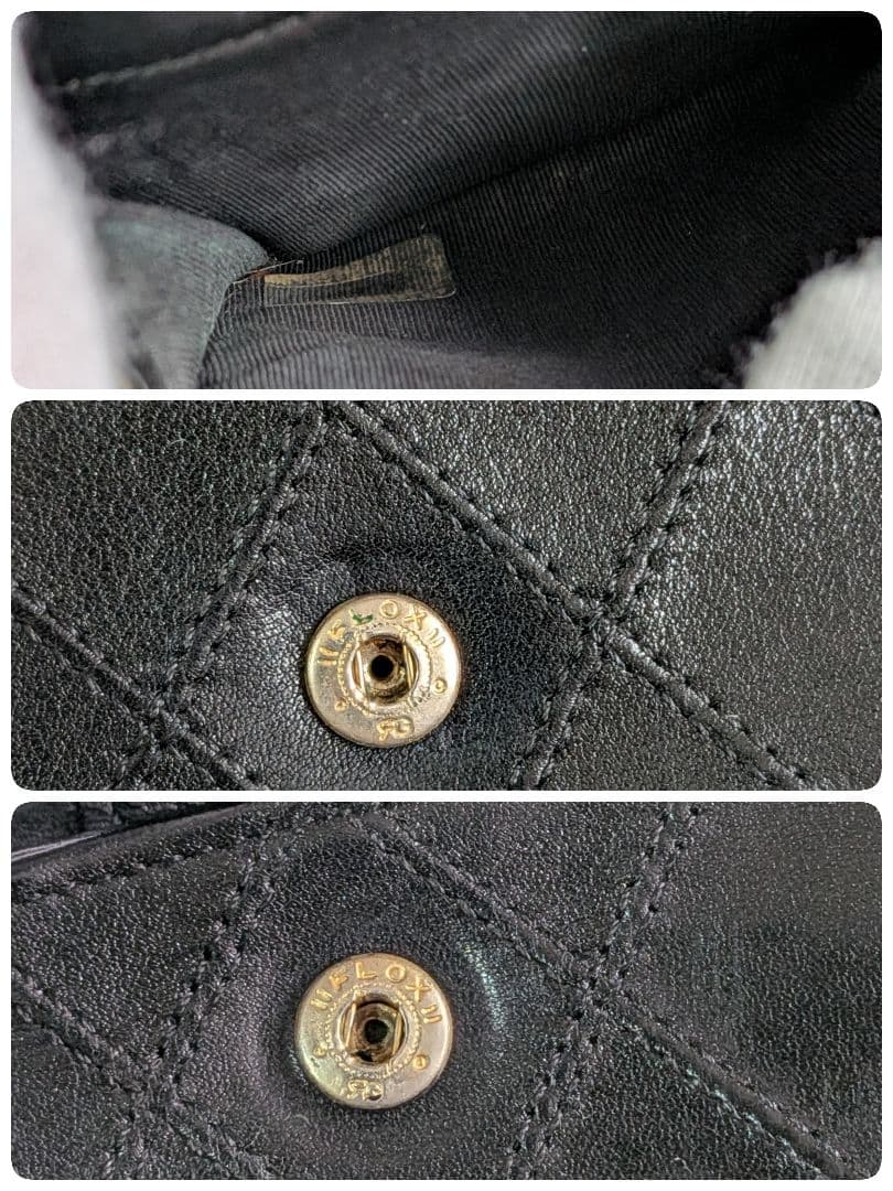 シャネル　ビコローレ　Wホック折り財布　ラムスキン　黒　正規品　チェーン