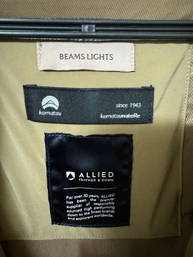 BEAMS LIGHTS ダウン ロングコート ベージュ Lサイズ