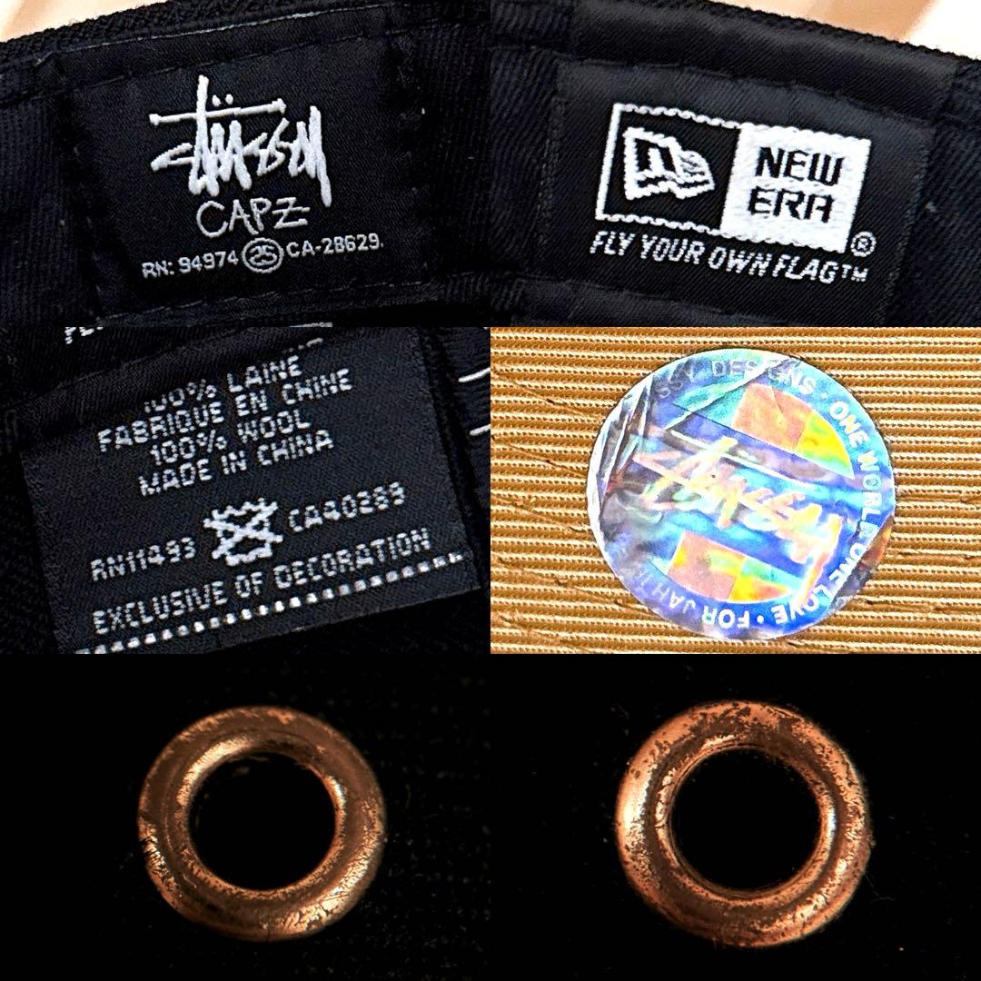 激レア【ニューエラ×ステューシー】限定コラボ サイン ロゴ キャップ 黒×金
