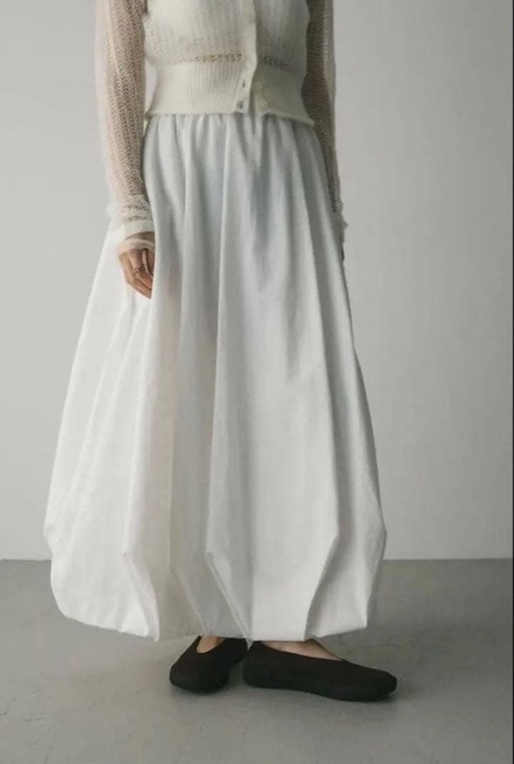 STYLEMIXER タックバルーンギャザースカート　WHITE M