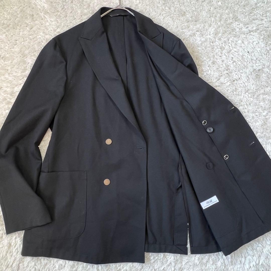 美品/メタル釦/XL✨ユニバーサルランゲージ Wテーラード 黒 春夏洗える