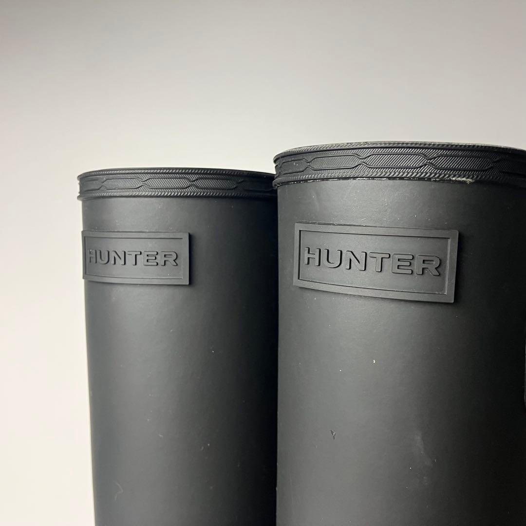 【新品級】HUNTERリファインドトールスタッズバックブーツ　長靴　黒　23cm
