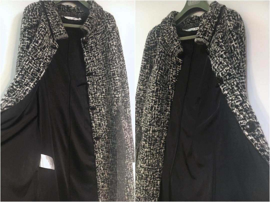 ◆クリスチャン ディオール◆Dior◆ツイードニットコート アルパカ混