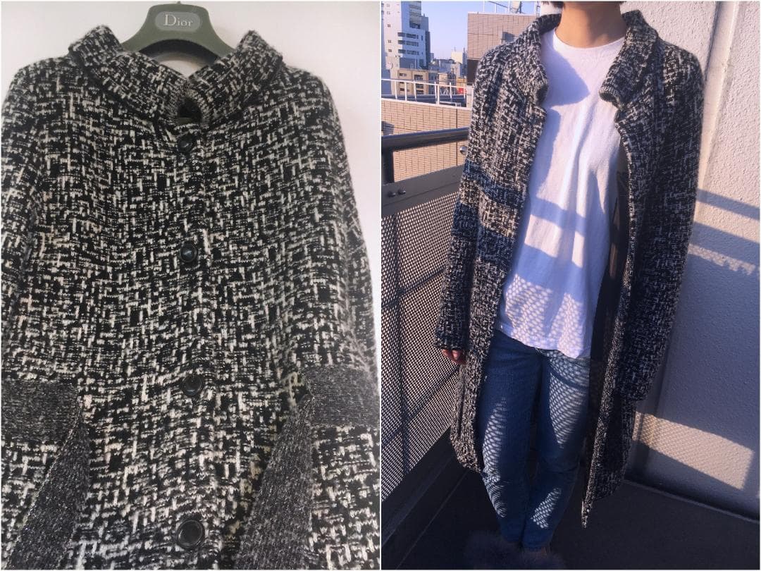 ◆クリスチャン ディオール◆Dior◆ツイードニットコート アルパカ混